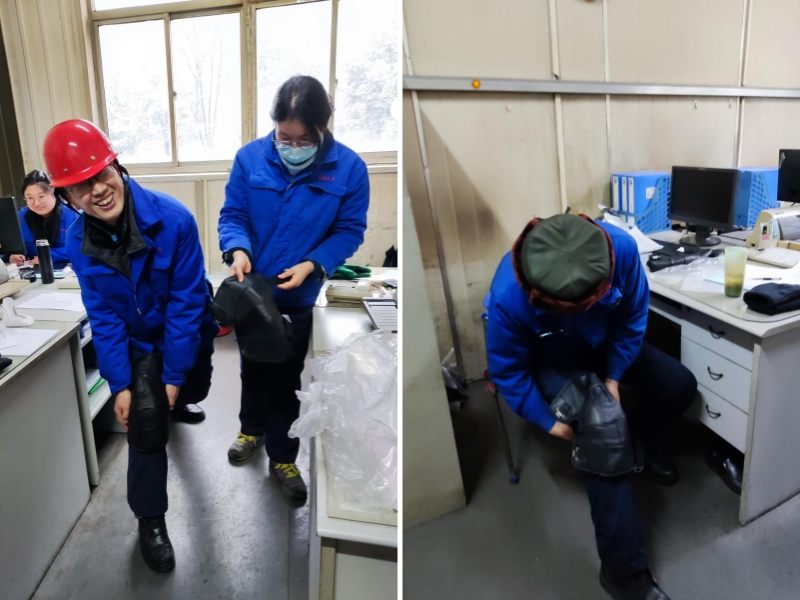 2 员工试戴护膝喜笑颜开.jpg 2 员工试戴护膝喜笑颜开.jpg